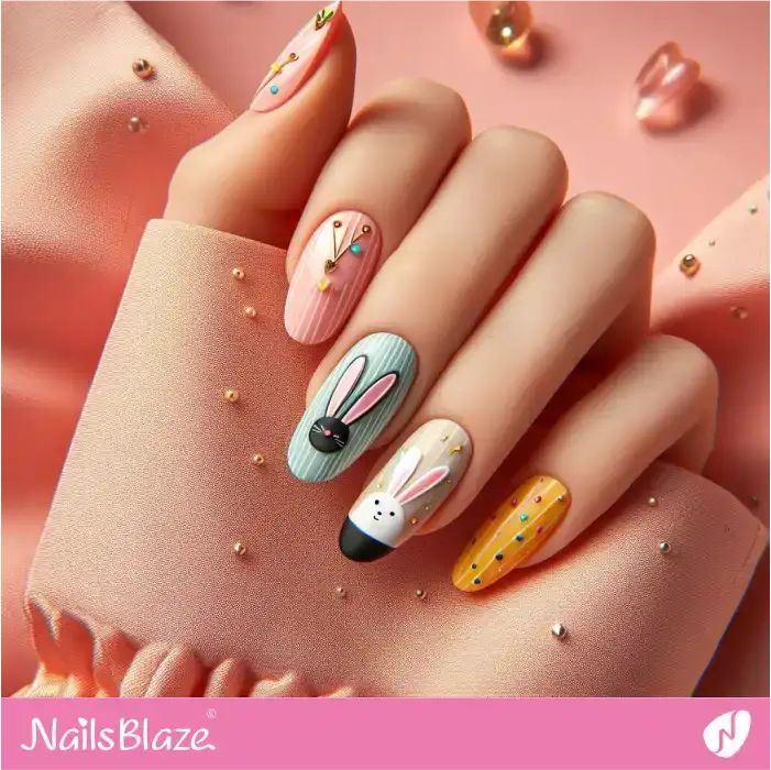 Embellished Bunny Ear Nail Design for Easter | Easter Nails - NB3401